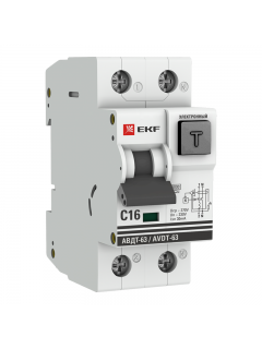 Выключатель автоматический дифференциального тока 2п C 16А 30мА тип A 6кА АВДТ-63 2мод. электрон. PROxima EKF DA63-16-30e