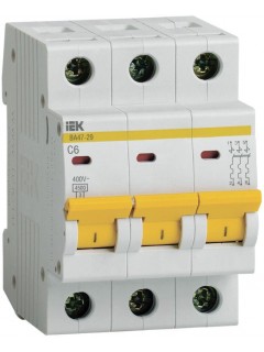 Выключатель автоматический модульный 3п C 6А 4.5кА ВА47-29 IEK MVA20-3-006-C