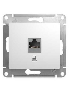 Розетка компьютерная 1-м СП Glossa RJ45 кат.5E механизм бел. SE GSL000181K