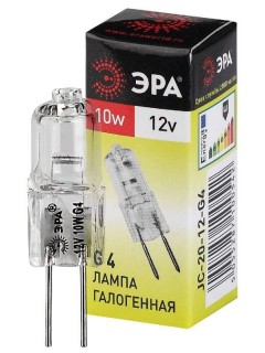 Лампа галогенная G4-JC-10W-12V ЭРА C0027367