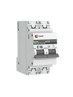 Выключатель автоматический модульный 2п C 16А 4.5кА ВА 47-63 PROxima EKF mcb4763-2-16C-pro