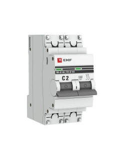 Выключатель автоматический модульный 2п C 2А 4.5кА ВА 47-63 PROxima EKF mcb4763-2-02C-pro