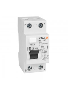 Выключатель дифференциального тока (УЗО) 2п 63А 30мА тип AC ВД1-63 2263 УХЛ4 КЭАЗ 221907