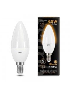Лампа светодиодная Black 6.5Вт свеча 3000К тепл. бел. E14 520лм GAUSS 103101107