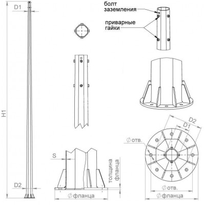 Комплект крепежа для ОСф/ОГСф-0;4 (болт М20х160 кл. пр. 8.8 - 8шт; гайка М20 - 32 шт; шайба М20 - 32шт; гровер С20 - 8шт) Пересвет В00005081