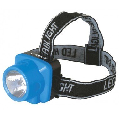 Фонарь аккумуляторный налобный LED5374 LED 1 режим 220В пластик. голуб. (бокс) Ultraflash 12427