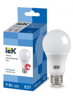 Лампа светодиодная ECO A60 9Вт грушевидная 230В 6500К E27 IEK LLE-A60-9-230-65-E27