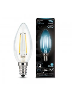 Лампа светодиодная филаментная Black Filament 7Вт свеча 4100К нейтр. бел. E14 580лм GAUSS 103801207