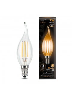 Лампа светодиодная филаментная Black Filament 7Вт свеча на ветру 2700К тепл. бел. E14 550лм GAUSS 104801107