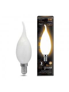 Лампа светодиодная филаментная Black Filament 5Вт свеча на ветру матовая 2700К тепл. бел. E14 420лм GAUSS 104201105