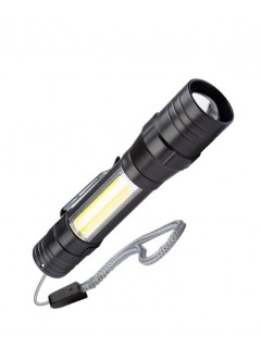 Фонарь аккумуляторный ручной LED 1Вт + COB 5Вт линза зум аккум. Li-ion 18650 1А.ч USB-шнур ABS-пластик КОСМОС KOS113Lit