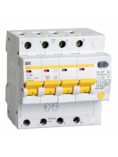 Выключатель автоматический дифференциального тока 4п C 50А 30мА тип AC 4.5кА АД-14 IEK MAD10-4-050-C-030